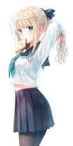 Anime girl blonde playing with hair
