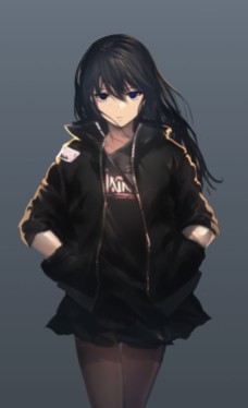 Dark anime girl looking tough